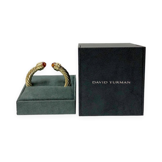 Mid 20th Century David Yurman 14k Yellow Gold Classic Cable Citrine Hinged Cuff Bracelet 9.5 Mm For Sale - Image 9 of 9