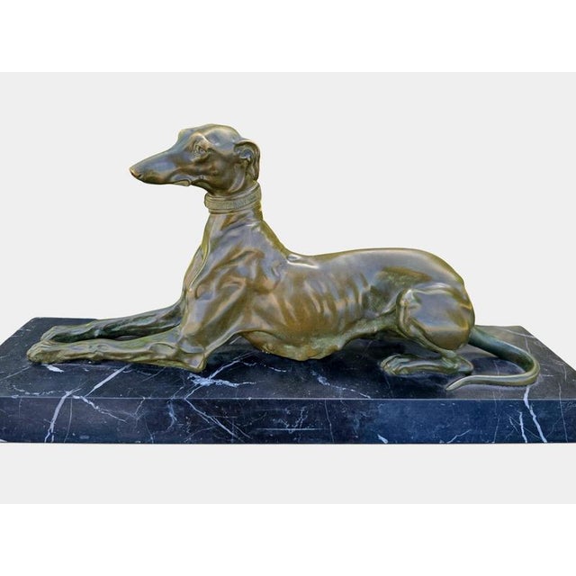 1920s Art Deco Bronze Greyhound Sculpture from F. Galcera, 1920s For Sale - Image 5 of 13