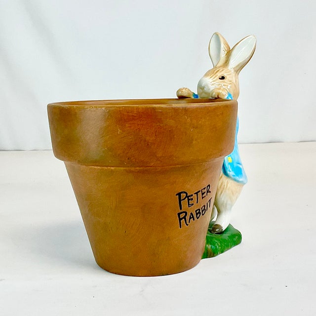Vintage Boho Chic English Traditional Whimsical Peter Rabbit Planter - Easter For Sale - Image 4 of 17
