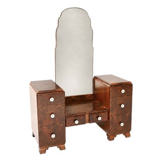 French Art Deco Burr Walnut Dressing Table, 1930 For Sale