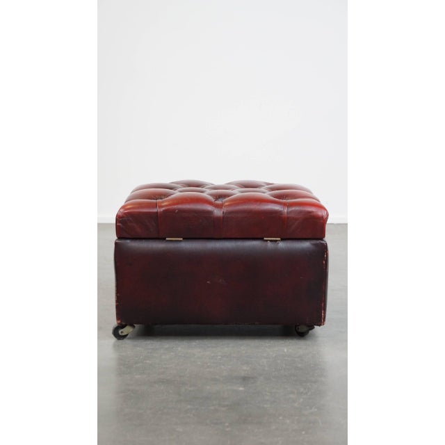 Chesterfield Ottoman with Storage in Cow Leather For Sale - Image 4 of 12