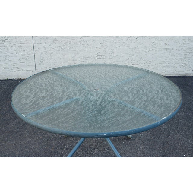 Mid Century Modern Round Glass Top Outdoor Patio Table For Sale - Image 4 of 12