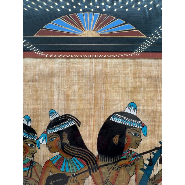 Vintage Late 20th Century Hand-Painted Egyptian Papyrus "Musicians of Amun"-Framed For Sale - Image 16 of 18