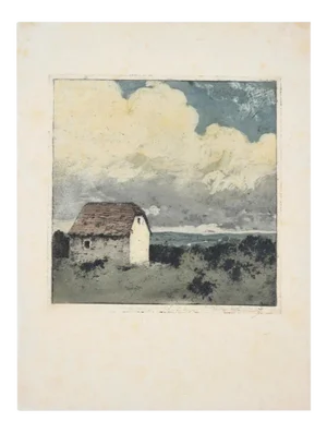 Luigi Kasimir, Cottage In the Countryside, Etching, Mid-20th Century