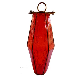 Vintage Ruby Red Italian Murano Glass Pendant For Sale