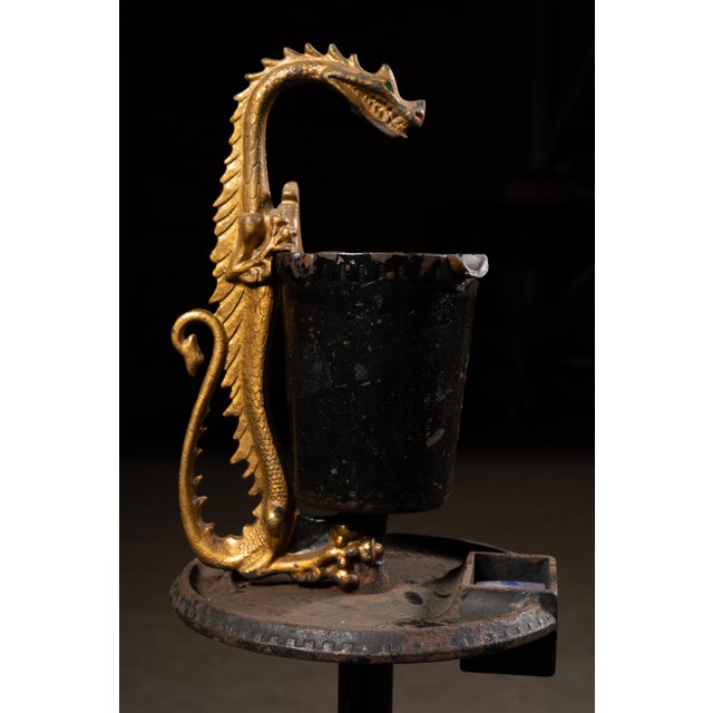 Early 20th Century Scroll Art Gilt Dragon Figural Floor Ashtray Stand For Sale In Chicago - Image 6 of 10