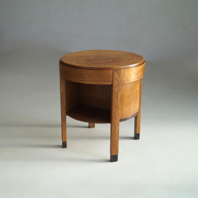 Dutch Art Deco Oak Accent Table with Storage, 1920s For Sale - Image 13 of 18