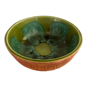 Colorful Vintage Art Pottery Bowl Flower Motif