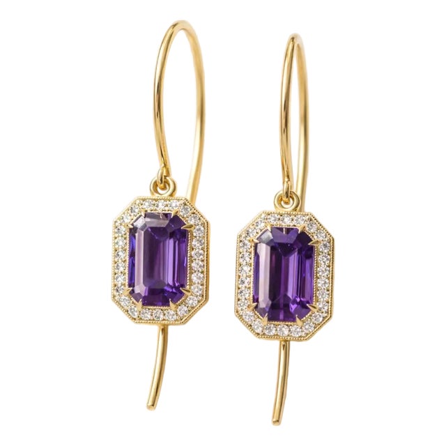 Vintage Style Amethyst, Topazes Dangle Earrings Silver, Gold, A Pair For Sale