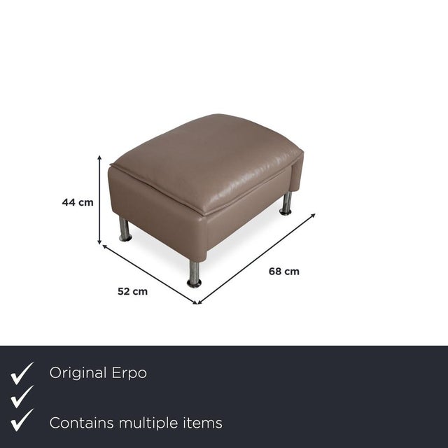 Brown Taupe Porto Leather Armchairs and Ottoman with Manual Function from Erpo, Set of 4 For Sale - Image 5 of 18