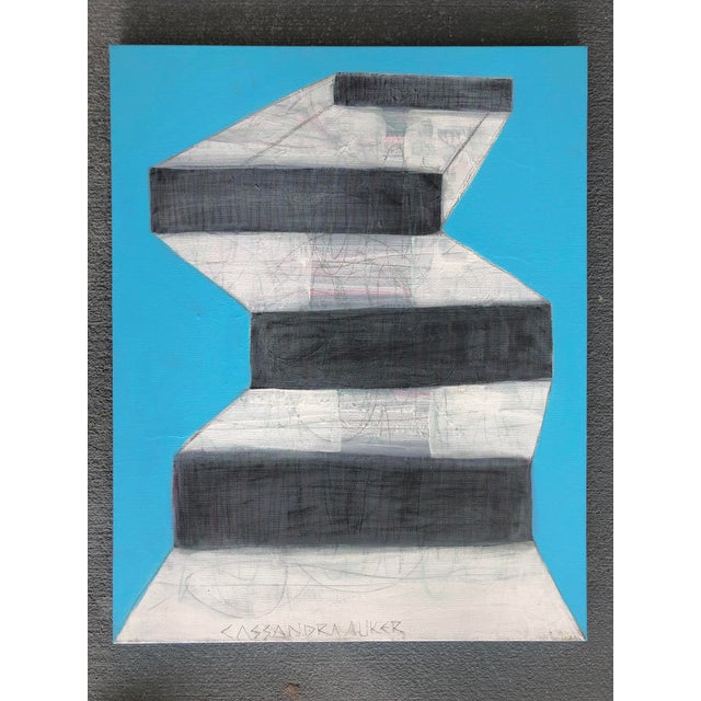 Textile Ascent and Cubes Abstract Mixed-Media Painting by CL Auker For Sale - Image 7 of 9