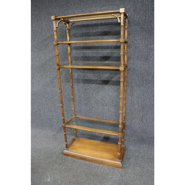 Mid 20th Century Regency Style Faux Bamboo Maple Etagere For Sale - Image 5 of 7
