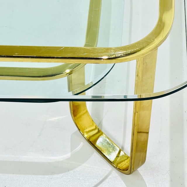 Brass Flat Bar 2-Tier Coffee Table in the Style of Milo Baughman For Sale - Image 9 of 12