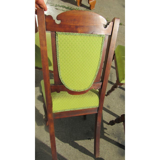 Brown Rare Set Six Antique Victorian Dining Room Chairs Walnut For Sale - Image 8 of 11