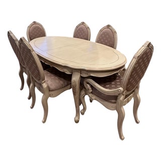 Aico Michael Amini Lavelle Classic Pearl Dining Set - Table and 6 Chairs For Sale