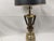 Late 20th Century Large Neoclassical Style Brass & Faux Burlwood Table Lamp With Black Shade – 34"h For Sale - Image 14 of 18