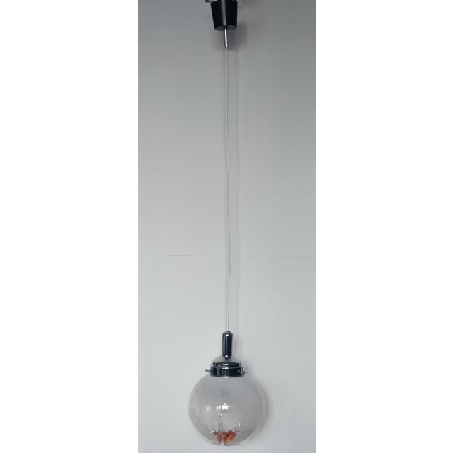 Vintage Murano Glass Globe Pendant Lamp from Mazzega, Italy, 1970s For Sale - Image 3 of 8