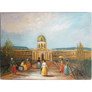 Michel Pabois, Paris, The Institut de France Which Leads to the Seine, Original Oil on Canvas For Sale