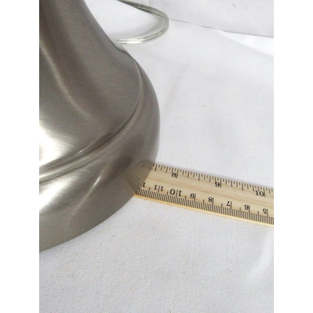 Metal Vintage Brushed Nickel Table Lamp With Shade For Sale - Image 7 of 11