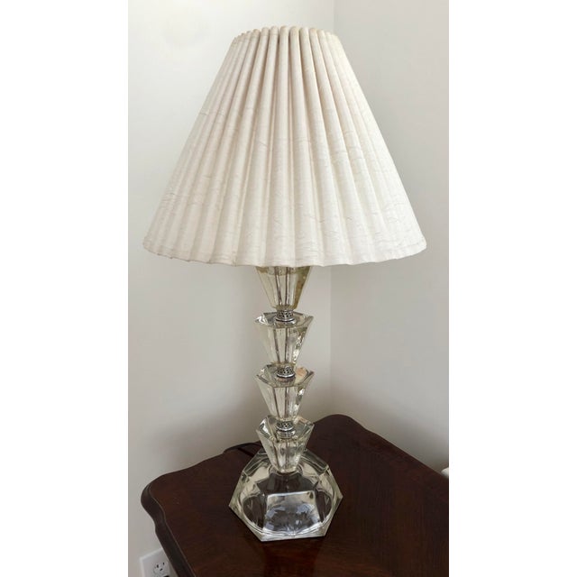 Art Deco Art Deco Glass 5-Tiered Geometric Shapes Lamp, Vintage Mid 20th Century For Sale - Image 3 of 9
