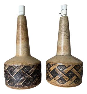 Danish Caramel Glazed Ceramic Table Lamps from Søholm Stentøj, 1960s, Set of 2