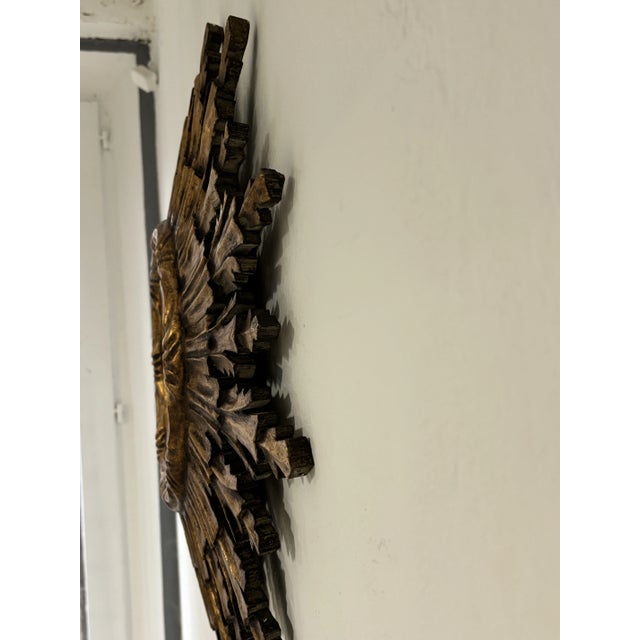 Gold Rare 1940s French Big 24" Convex Gold Gilt Sunburst Starburst Mirror For Sale - Image 8 of 10