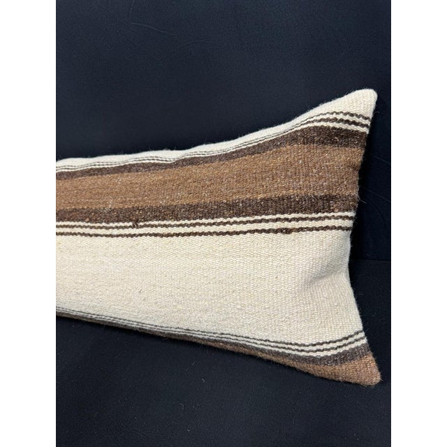 Turkish Hemp Pillow Cushion Natural Beige Brown Cushion Cover 14x40 For Sale - Image 4 of 4