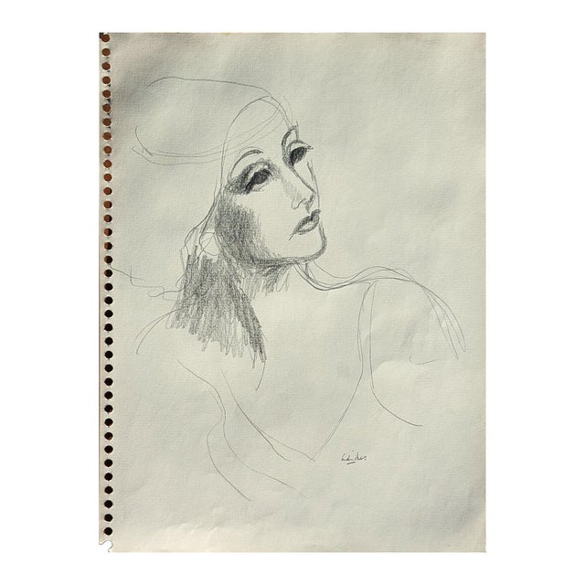 Modern David Adickes Early Modern Black & White Abstract Figurative Elegant Woman Drawing, Mid 20th Century For Sale - Image 3 of 10