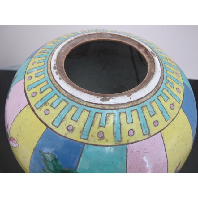 Chinese Colorful Enamel Famille Rose Striped Butterfly & Flower Ginger Jar Vase For Sale - Image 4 of 8