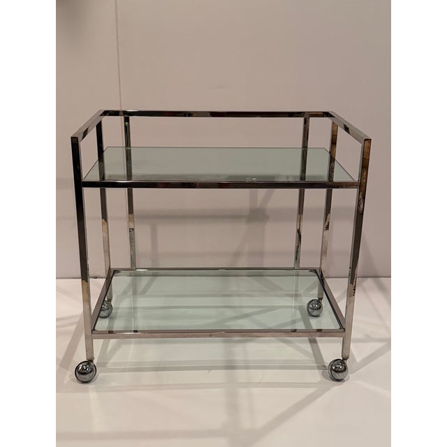 Brass and Tinted Glass Midcentury Modern Barcart For Sale - Image 12 of 15