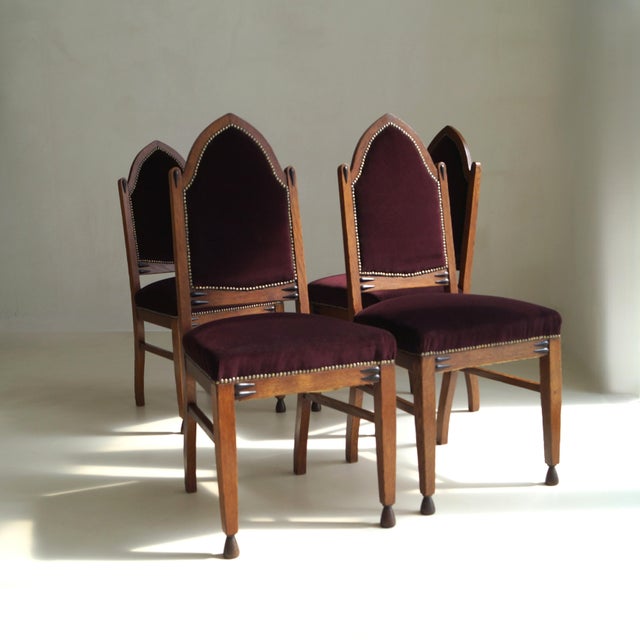 Dutch Art Deco Amsterdam School Dining Chairs, 1920s, Set of 4 For Sale - Image 14 of 18