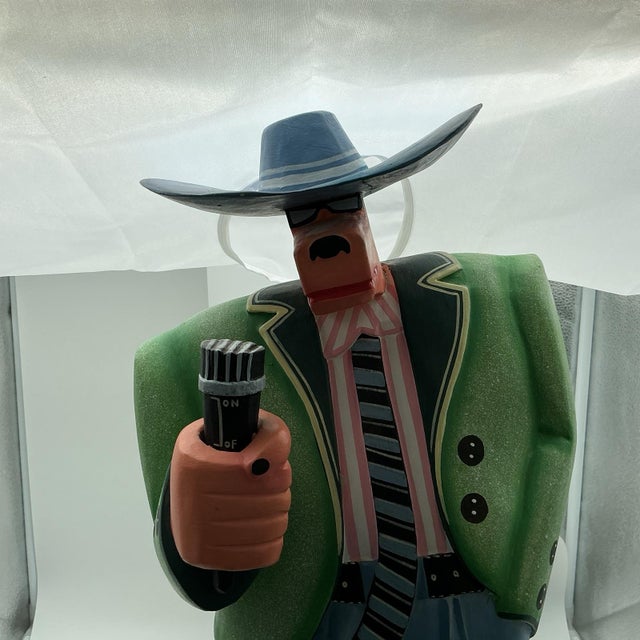 Plastic 1990s Attributeed to Markus Pierson Coyote Sculpture 22” Painted Resin Cowboy Figurine Mint For Sale - Image 7 of 11