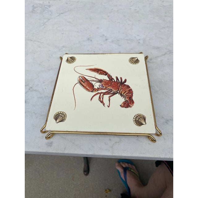Gien French Majolica Trivet Lobster Gien Circa 1940 For Sale - Image 4 of 6