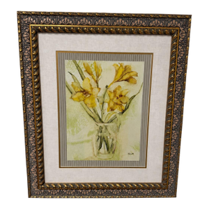 Cheri Blum 'Vase of Day Lilies Ii" Custom Framed Botanical Print by Decorative Arts, Inc.