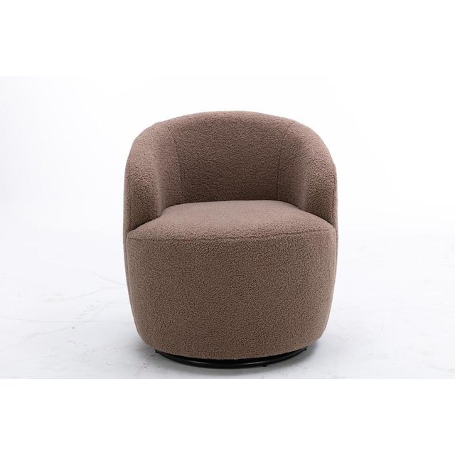White Cozy Swivel Barrel Chair, Modern Boucle Lounge Seating, Compact Accent Furniture For Sale - Image 8 of 17