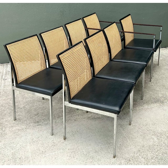 Wood Vintage Paul McCobb for Lane Chrome and Cane Dining Chairs - Set of 8 For Sale - Image 7 of 12