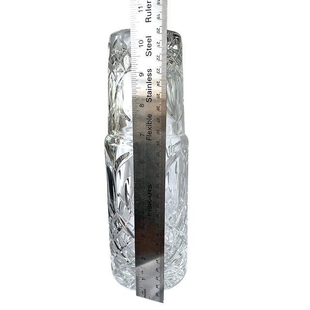 Glass 1990s Heavy Cut Glass Bedside Water Carafe & Tumbler Set in the Style of Ralph Lauren For Sale - Image 7 of 8