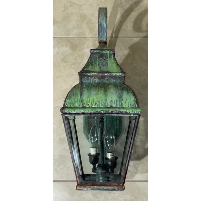Single Wall Hanging Solid Brass Lantern For Sale - Image 11 of 12