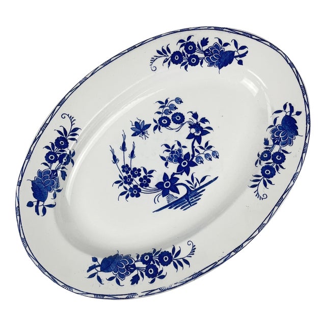 Oval Grand Bouquet Platter from Boch Frères, La Louvière, Belgium, 1920 For Sale
