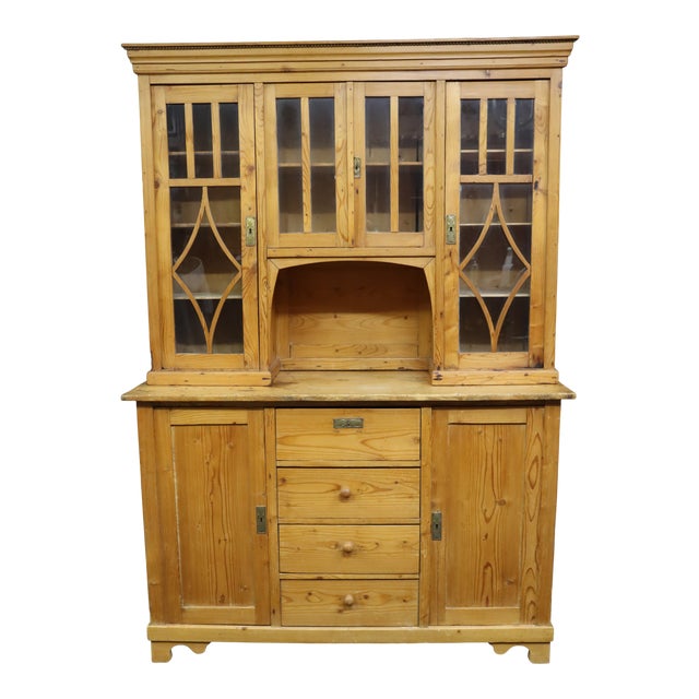 Scrubbed Pine English StepBack Hutch Chairish