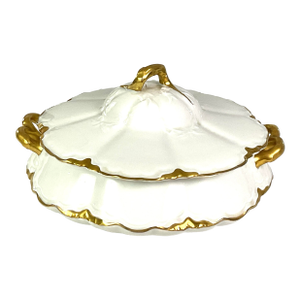 Hutschenreuther Selb-(1880-1920)-Porcelain Tureen/Covered Bowl -Trimmed in Gold