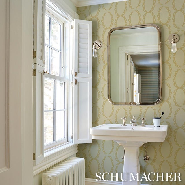 2020s Schumacher The Saints Wallcovering In Soft Gold For Sale - Image 5 of 6