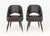 Pair of Mid-Century Modern Style Brown Leather Upholstered Side Chairs, atop ebonized tapered legs with brass accents. 33"...