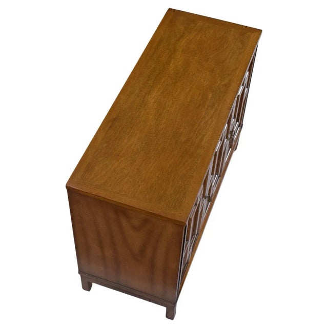 Renzo Rutili Style Fretwork 40 Inch Credenza Tv Stand Console Record Cabinet For Sale - Image 6 of 12