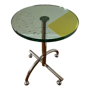 Round Rolling Chrome "Sally" Table by Shiro Kuramata for Memphis Group, 1987
