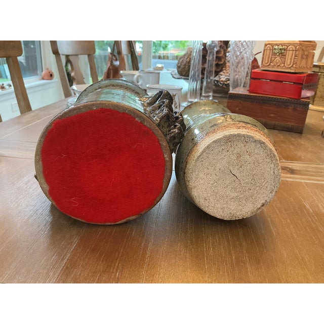 Mid-Century Modern Mid-Century Hand-Thrown Studio Pottery Vases - Pair For Sale - Image 3 of 5