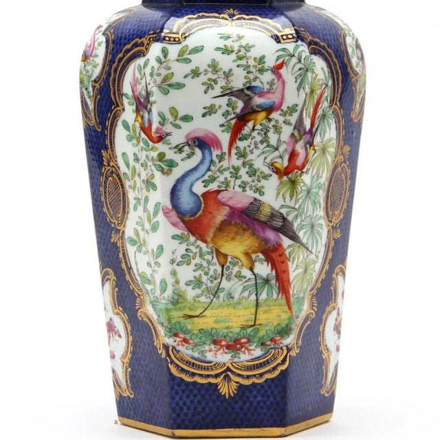 English Seven Piece “Chelsea Bird’ Pattern Garniture of Antique English Porcelain For Sale - Image 3 of 16