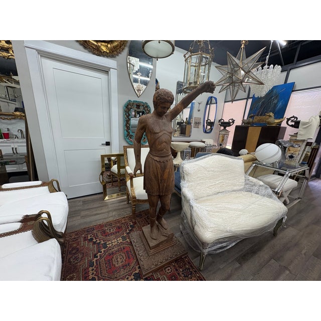 Wood Early 20th Century Italian Carved Male Sculpture For Sale - Image 7 of 16