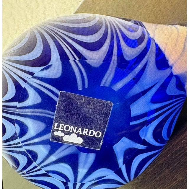 Vintage Leonardo royal blue and white striped bird with a yellow beak makes a very cute paperweight or decorative...