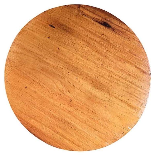 Paul Frankl 1950s Restored Round Stick Rattan Coffee Table with Mahogany Top For Sale - Image 4 of 6